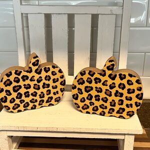 Leopard Print Wooden Pumpkins